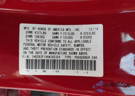 2017 Honda Accord Sport Se z USA, uszkodzony, nr VIN 1HGCR2F1XHA085354